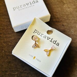 BNWT PuraVida Gold and Pink Mermaid Tail Earrings